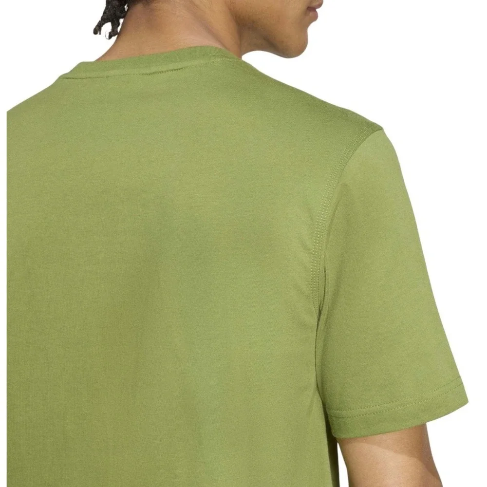 Mens L ADIDAS ORIGINALS logo ESSENTIALS TREFOIL T TEE SHIRT Olive GREEN JV5938‎